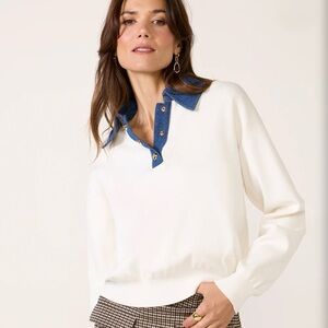 French Connection Denim Collared Sweater Size M